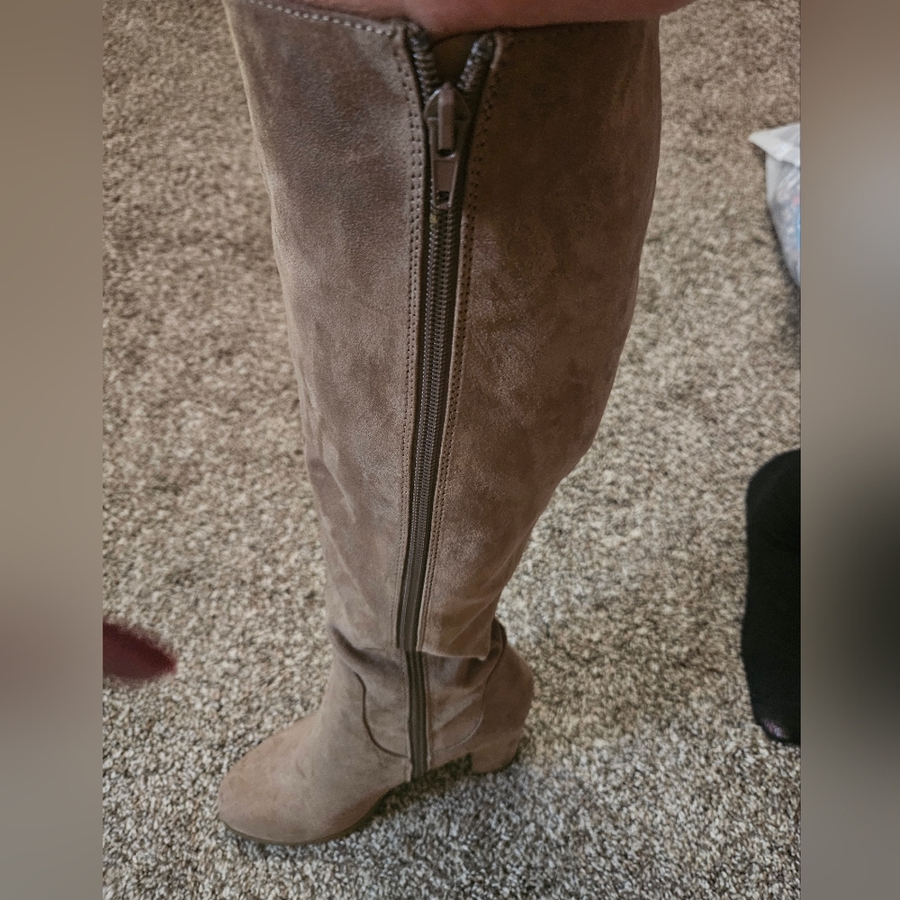 Tan knee high boots